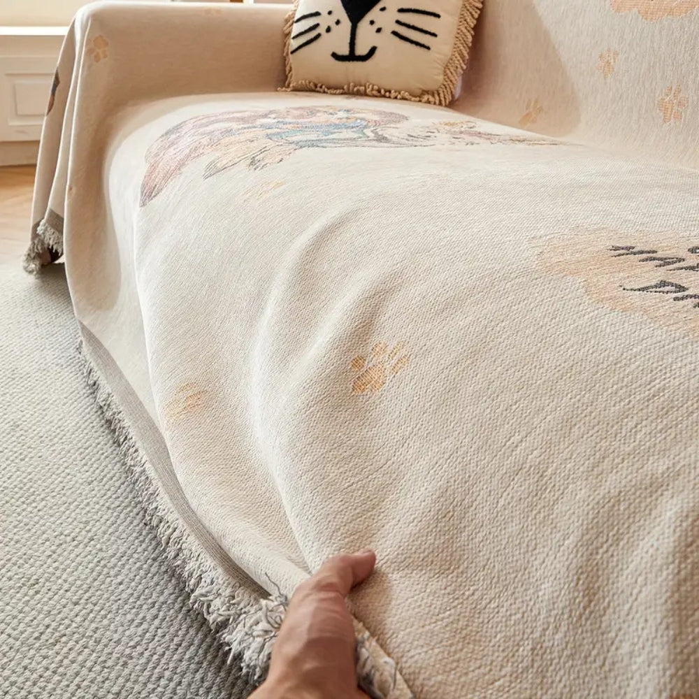 Amara: Copridivano con motivo jacquard floreale e design reversibile – per soggiorno e divano