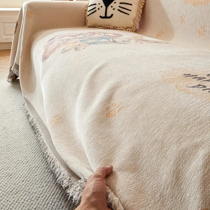 Amara: Copridivano con motivo jacquard floreale e design reversibile – per soggiorno e divano