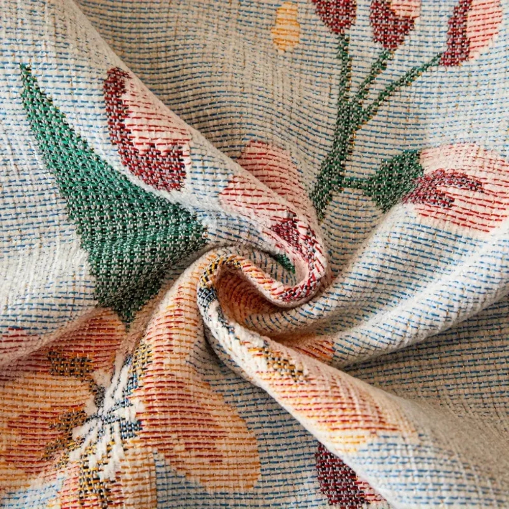 Amara: Copridivano con motivo jacquard floreale e design reversibile – per soggiorno e divano