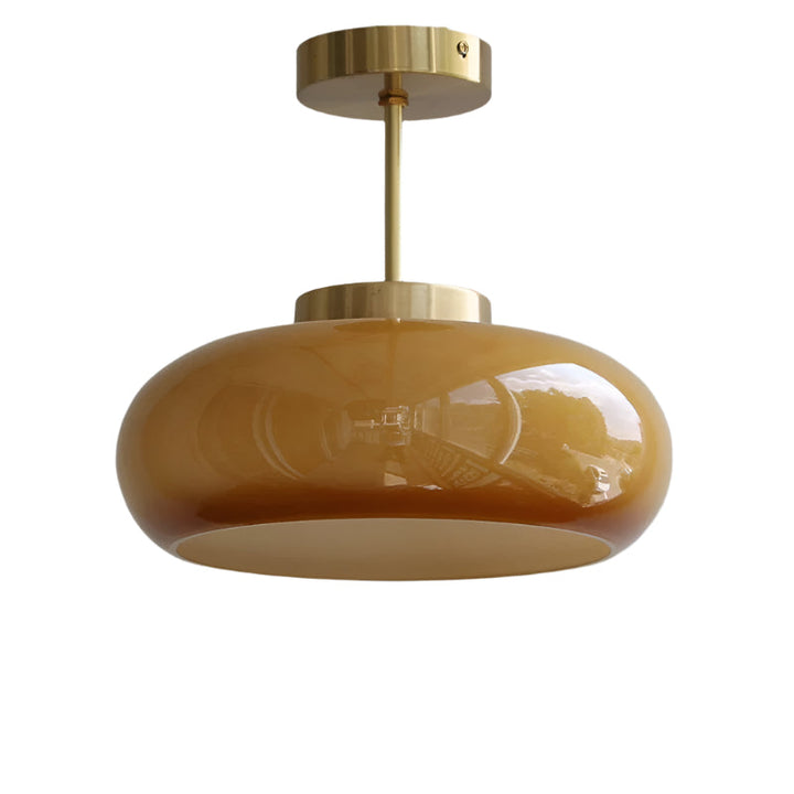 AmberGlow: Lampada da soffitto vintage con cupola in vetro arancione – Luce retro calda per soggiorno e sala da pranzo