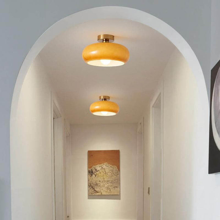 AmberLicht: Lampada da soffitto in vetro rotondo nel caldo tono ambra