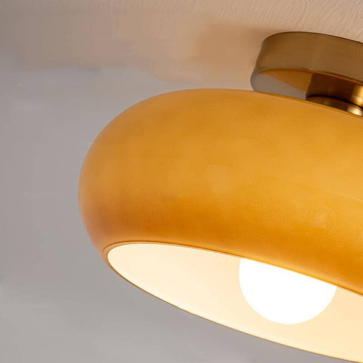 AmberLicht: Lampada da soffitto in vetro rotondo nel caldo tono ambra
