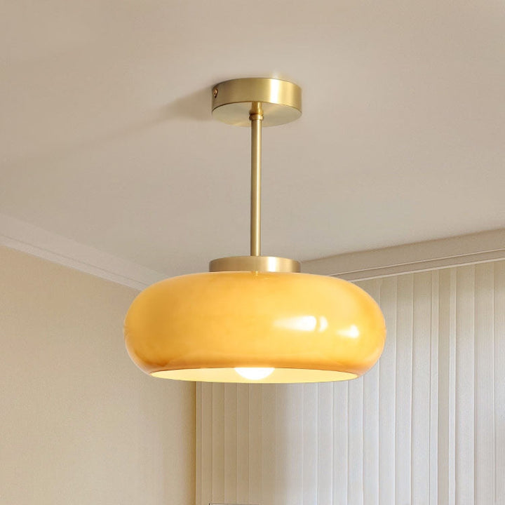 AmberLicht: Lampada da soffitto in vetro rotondo nel caldo tono ambra