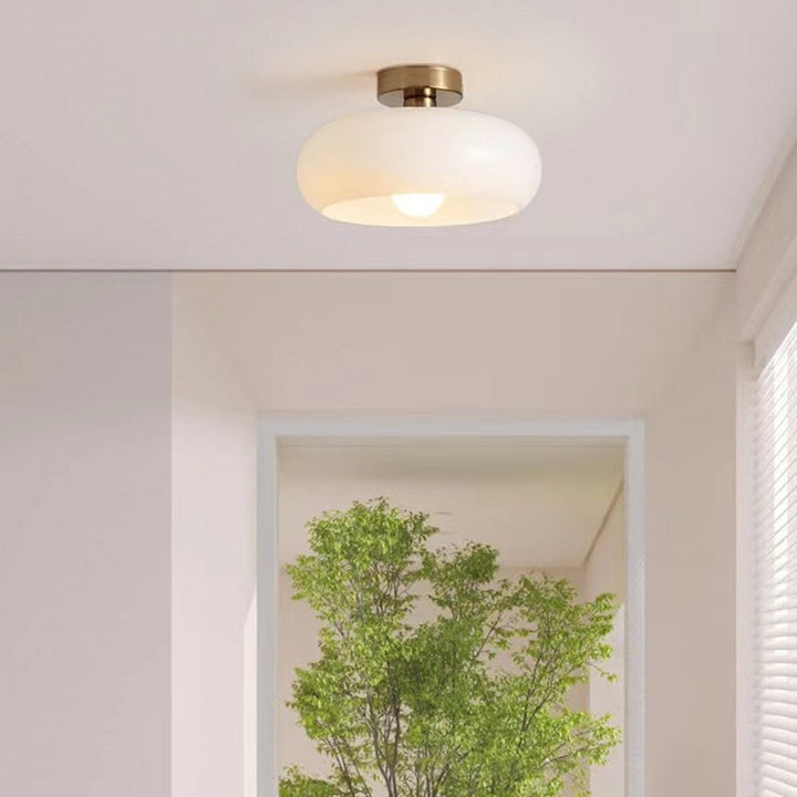AmberLicht: Lampada da soffitto in vetro rotondo nel caldo tono ambra