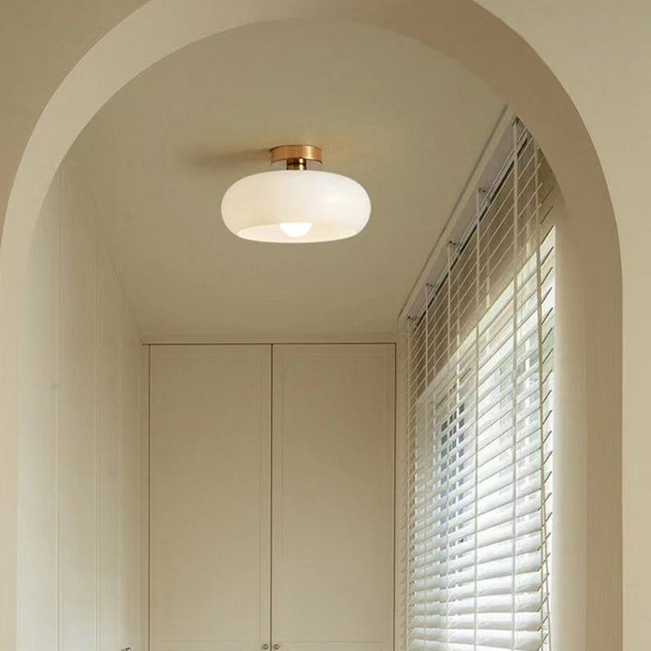 AmberLicht: Lampada da soffitto in vetro rotondo nel caldo tono ambra
