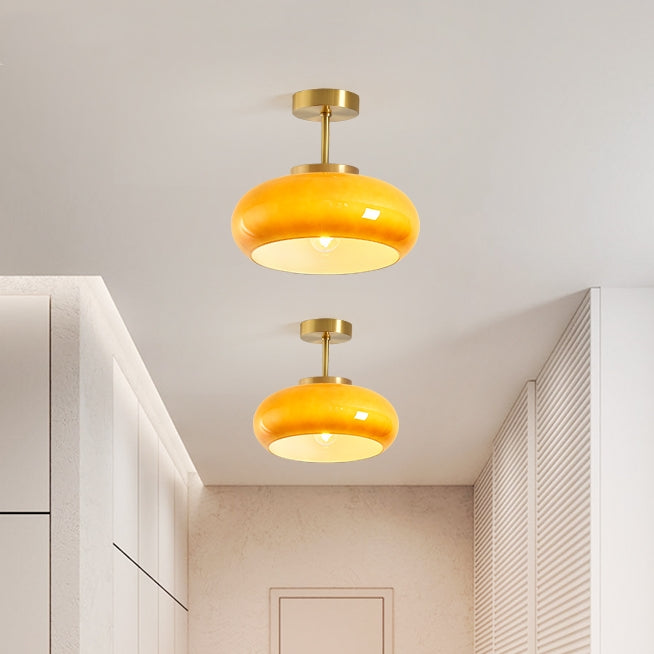 AmberLicht: Lampada da soffitto in vetro rotondo nel caldo tono ambra