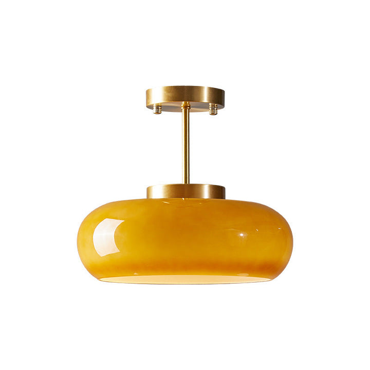 AmberLicht: Lampada da soffitto in vetro rotondo nel caldo tono ambra