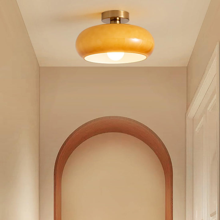 AmberLicht: Lampada da soffitto in vetro rotondo nel caldo tono ambra