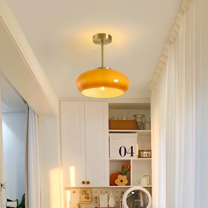 AmberLicht: Lampada da soffitto in vetro rotondo nel caldo tono ambra