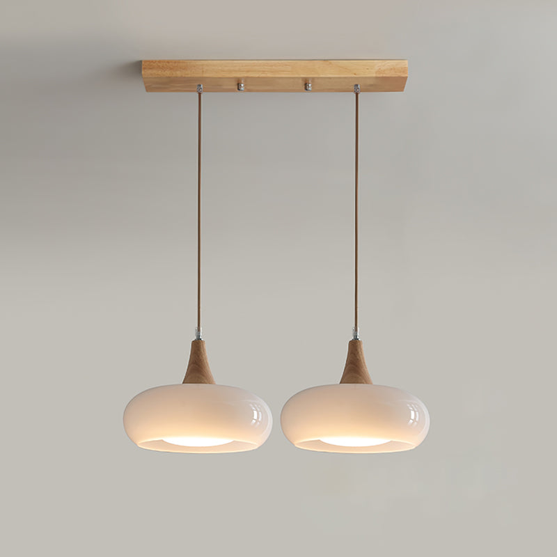 AmberLign: Lampada a sospensione in legno e vetro – Lampada a sospensione calda per sala da pranzo e cucina