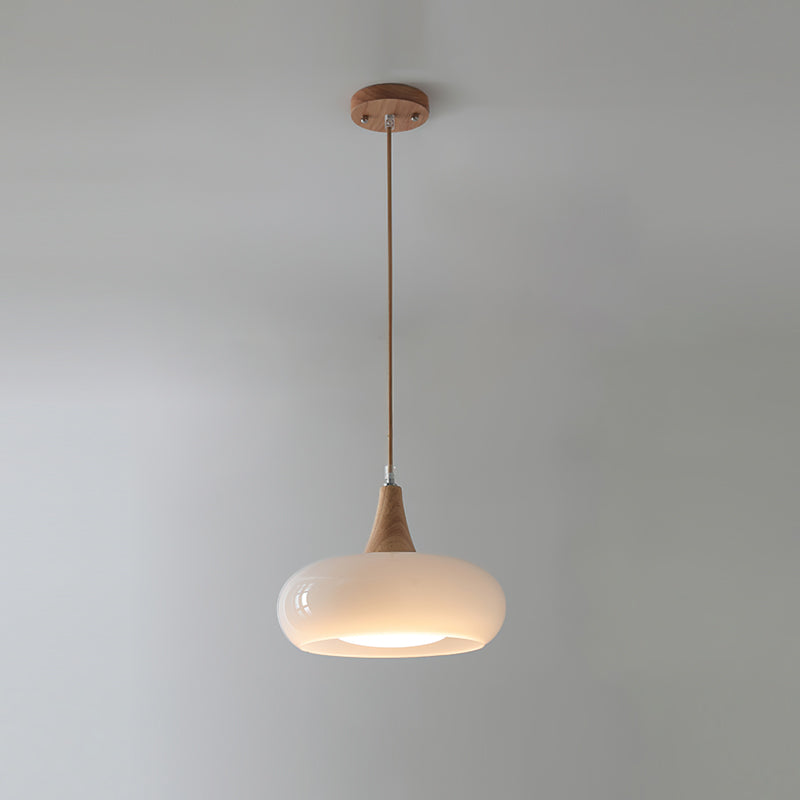 AmberLign: Lampada a sospensione in legno e vetro – Lampada a sospensione calda per sala da pranzo e cucina