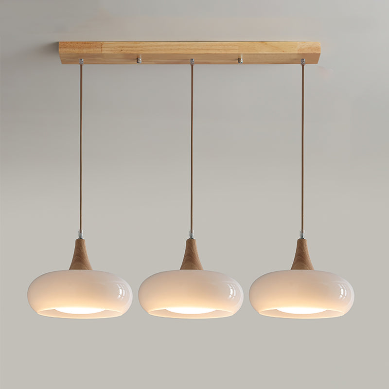AmberLign: Lampada a sospensione in legno e vetro – Lampada a sospensione calda per sala da pranzo e cucina