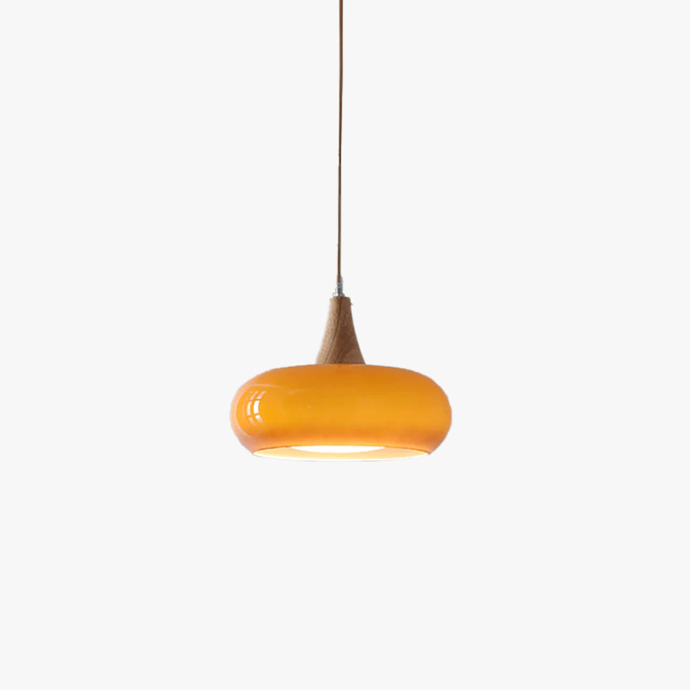 AmberLign: Lampada a sospensione in legno e vetro – Lampada a sospensione calda per sala da pranzo e cucina