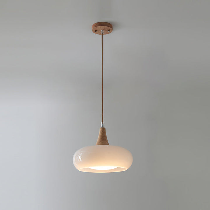 AmberLign: Lampada a sospensione in legno e vetro – Lampada a sospensione calda per sala da pranzo e cucina