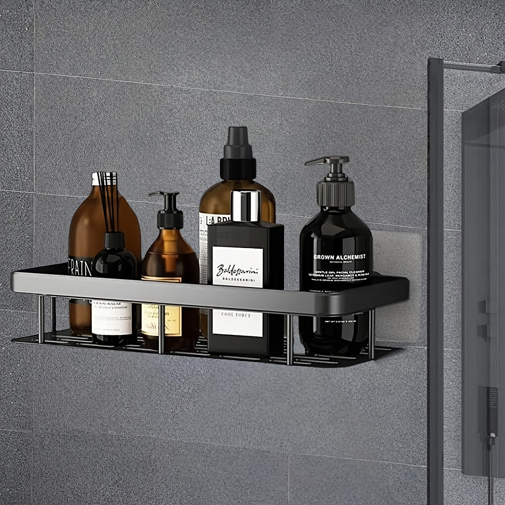 AquaOrdnung: Mensola da parete per bagno – grande mensola in plastica, sospesa e salvaspazio senza forare per doccia e cucina