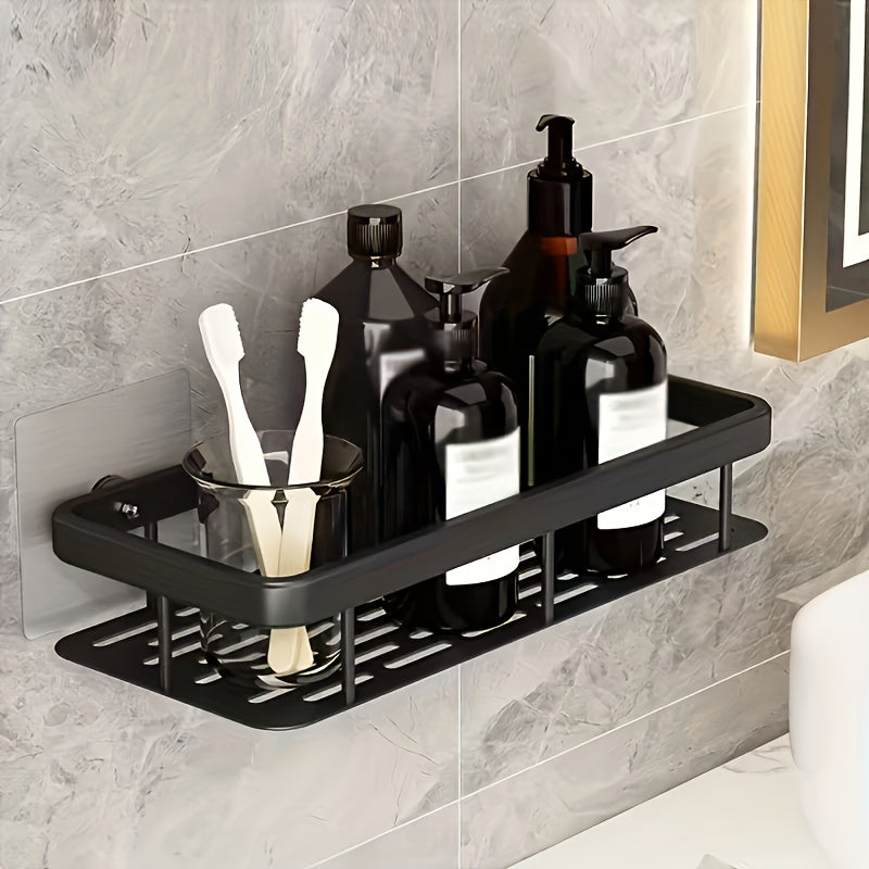 AquaOrdnung: Mensola da parete per bagno – grande mensola in plastica, sospesa e salvaspazio senza forare per doccia e cucina