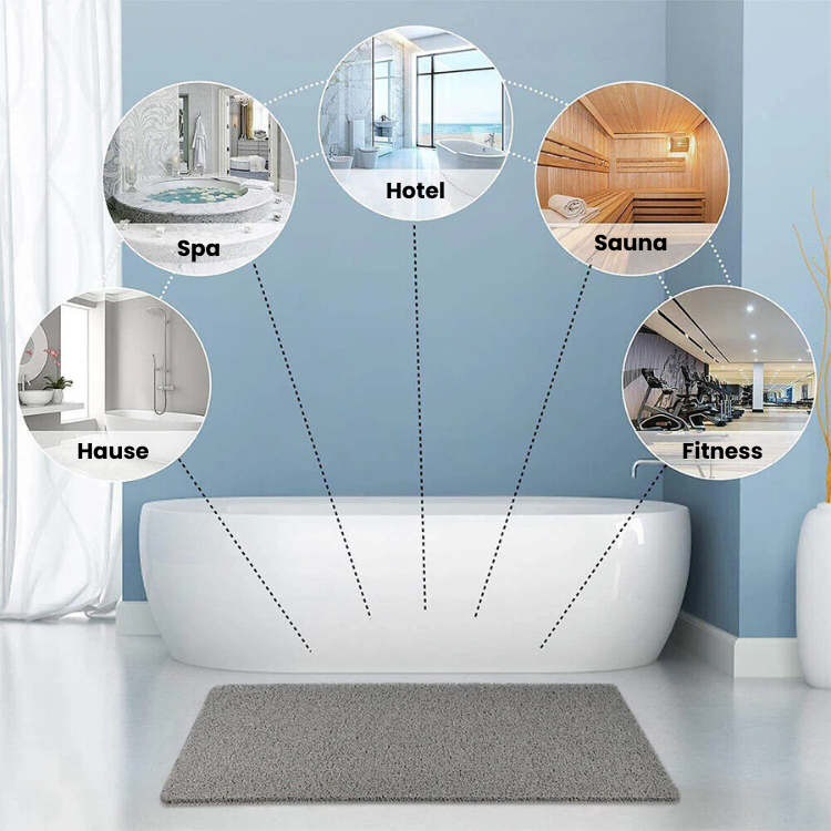 AquaSoft: Tappetino da doccia antiscivolo – Morbido tappetino da bagno antibatterico per doccia e vasca da bagno