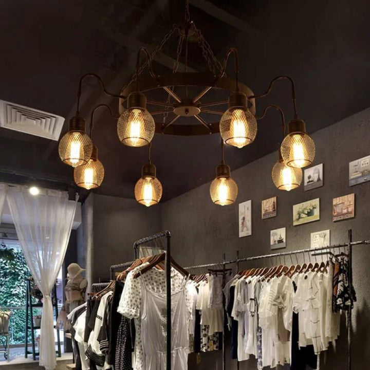 Ardell: Lampadario industriale a LED in metallo e vetro – per sala da pranzo e camera da letto