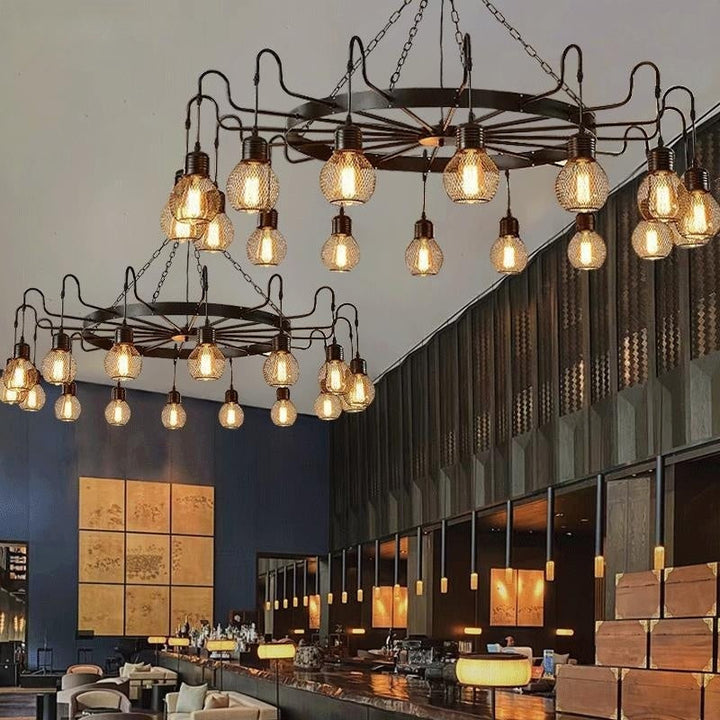 Ardell: Lampadario industriale a LED in metallo e vetro – per sala da pranzo e camera da letto
