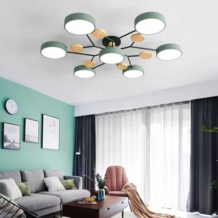 AstroLicht: Moderno lampadario a LED con design organico e dischi luminosi rotondi