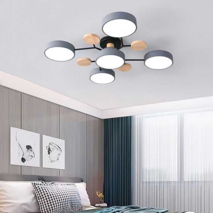 AstroLicht: Moderno lampadario a LED con design organico e dischi luminosi rotondi