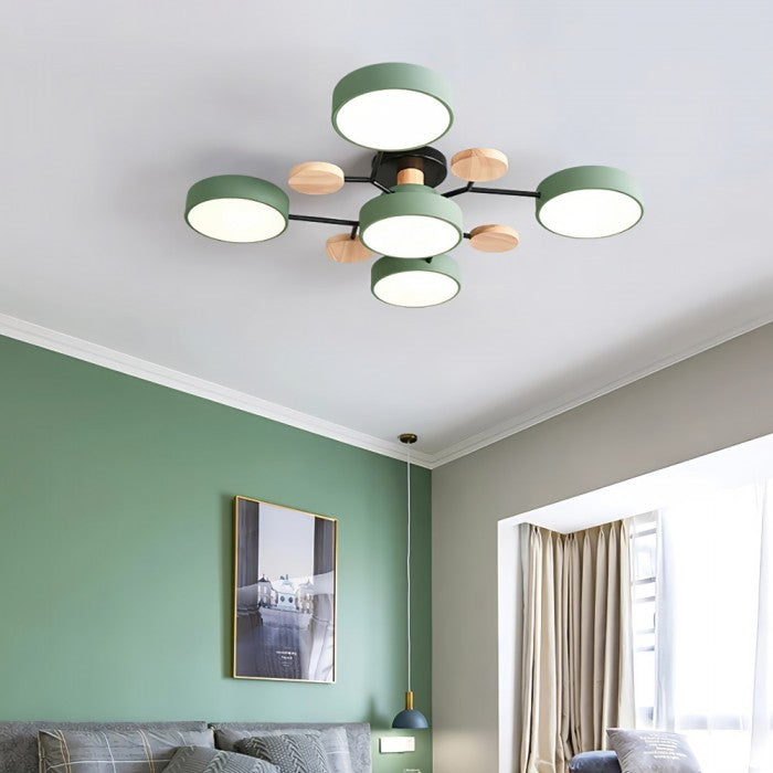 AstroLicht: Moderno lampadario a LED con design organico e dischi luminosi rotondi