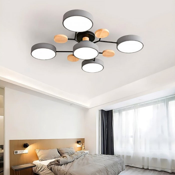AstroLicht: Moderno lampadario a LED con design organico e dischi luminosi rotondi