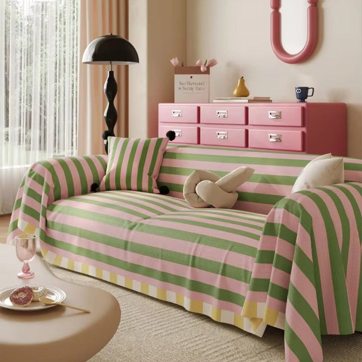 AtelierPastell: Copertura per divano in look pastello con strisce colorate e qualità facile da mantenere – per divano e poltrona