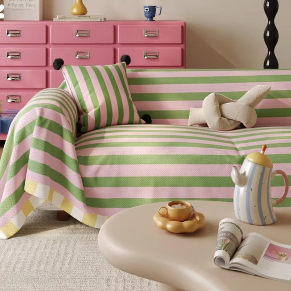 AtelierPastell: Copertura per divano in look pastello con strisce colorate e qualità facile da mantenere – per divano e poltrona