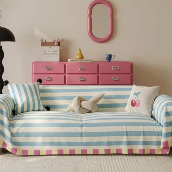 AtelierPastell: Copertura per divano in look pastello con strisce colorate e qualità facile da mantenere – per divano e poltrona