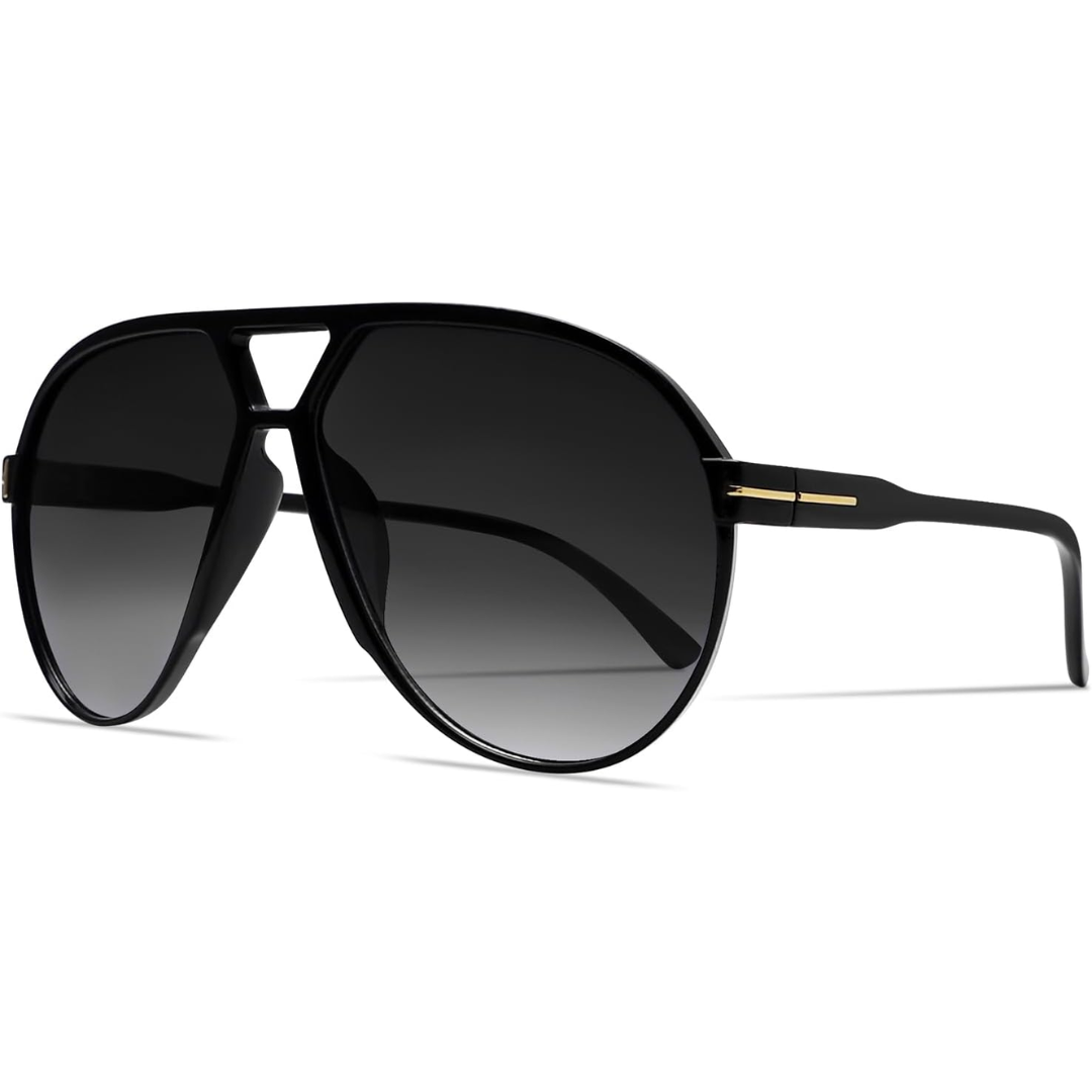 Occhiali da sole aviator unisex leggeri – lenti quadrate di grande dimensione, montatura leggera, per l&