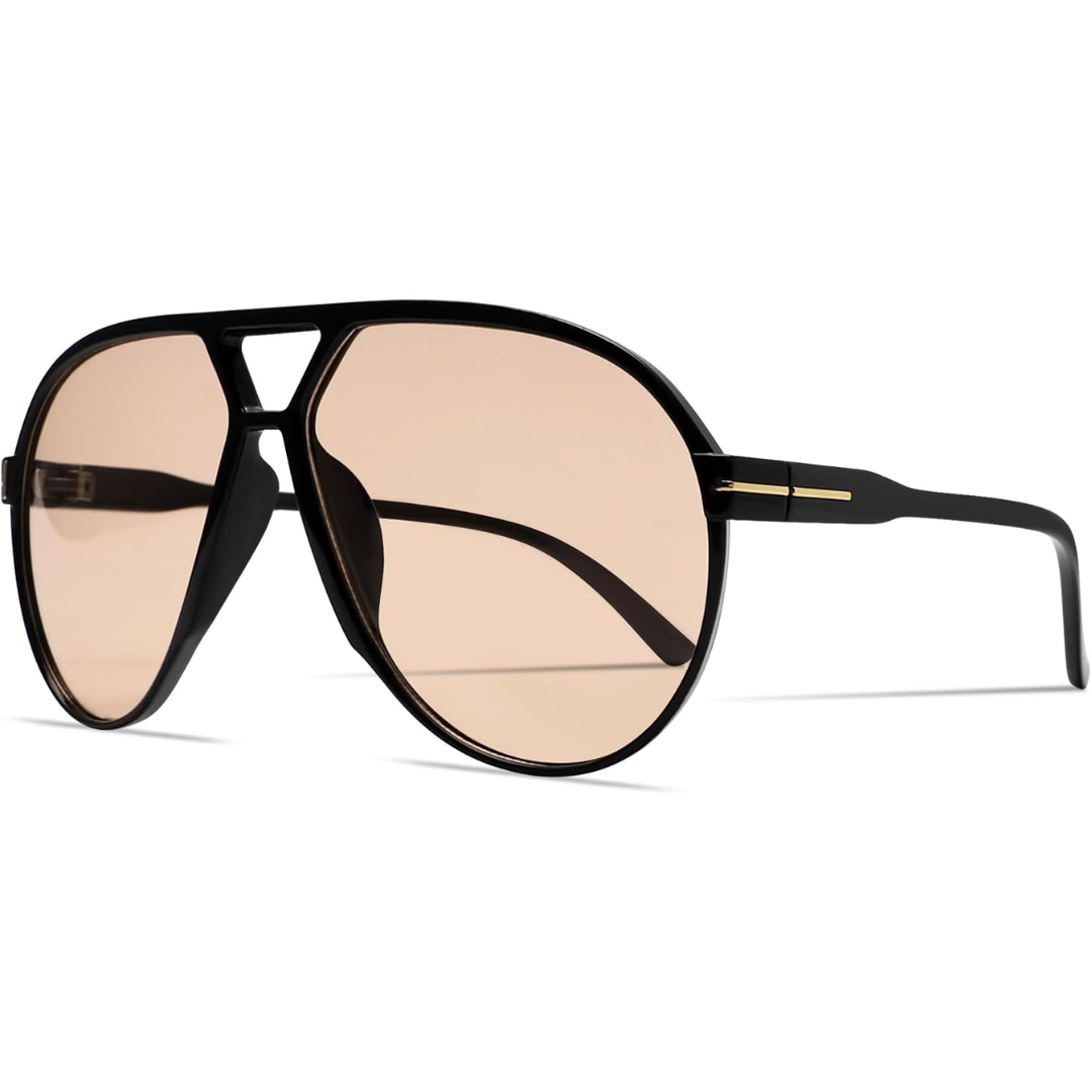 Occhiali da sole aviator unisex leggeri – lenti quadrate di grande dimensione, montatura leggera, per l&