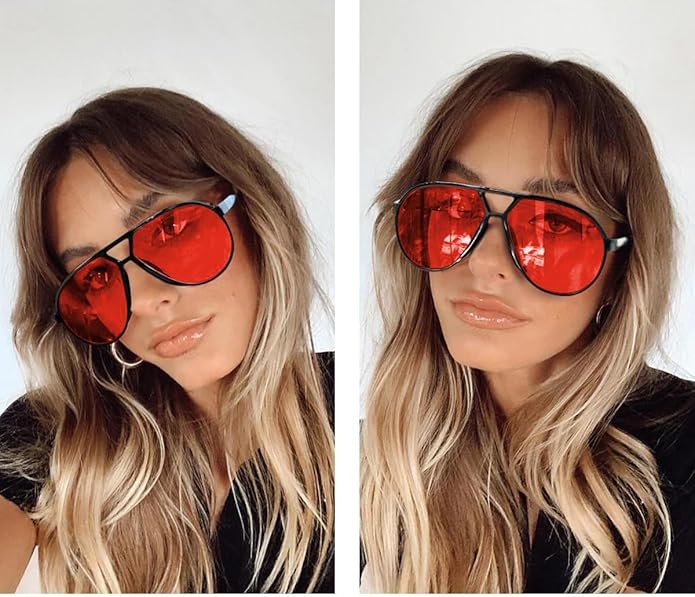 Occhiali da sole aviator unisex leggeri – lenti quadrate di grande dimensione, montatura leggera, per l&