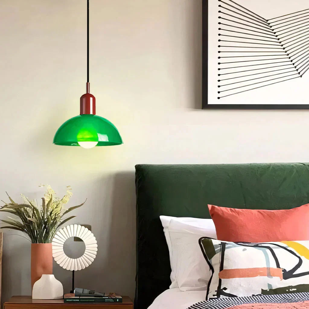 Auraviva: Lampada a sospensione LED colorata in vetro a forma di ciotola – per ambienti moderni e classici