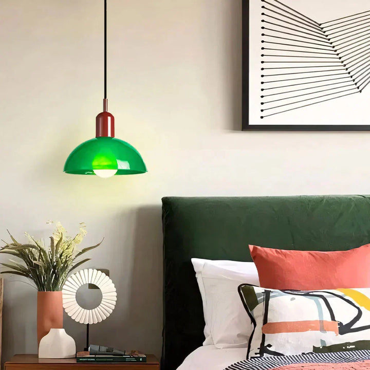 Auraviva: Lampada a sospensione LED colorata in vetro a forma di ciotola – per ambienti moderni e classici