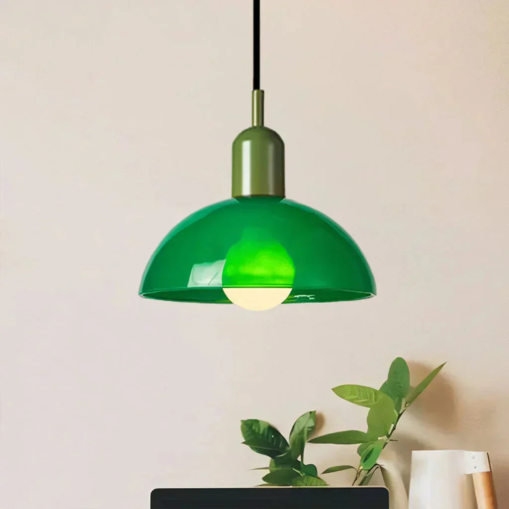 Auraviva: Lampada a sospensione LED colorata in vetro a forma di ciotola – per ambienti moderni e classici