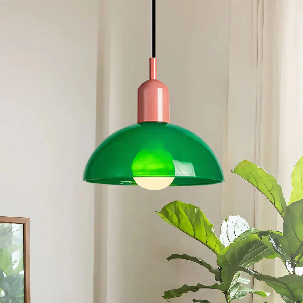 Auraviva: Lampada a sospensione LED colorata in vetro a forma di ciotola – per ambienti moderni e classici