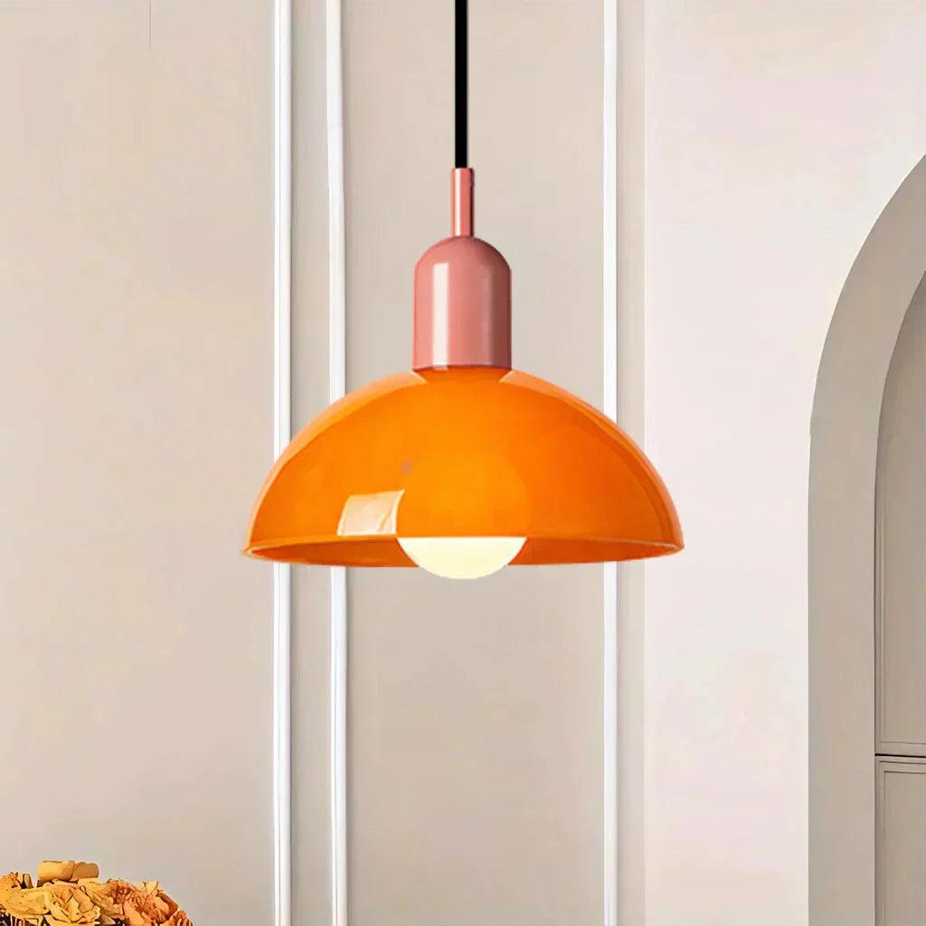 Auraviva: Lampada a sospensione LED colorata in vetro a forma di ciotola – per ambienti moderni e classici