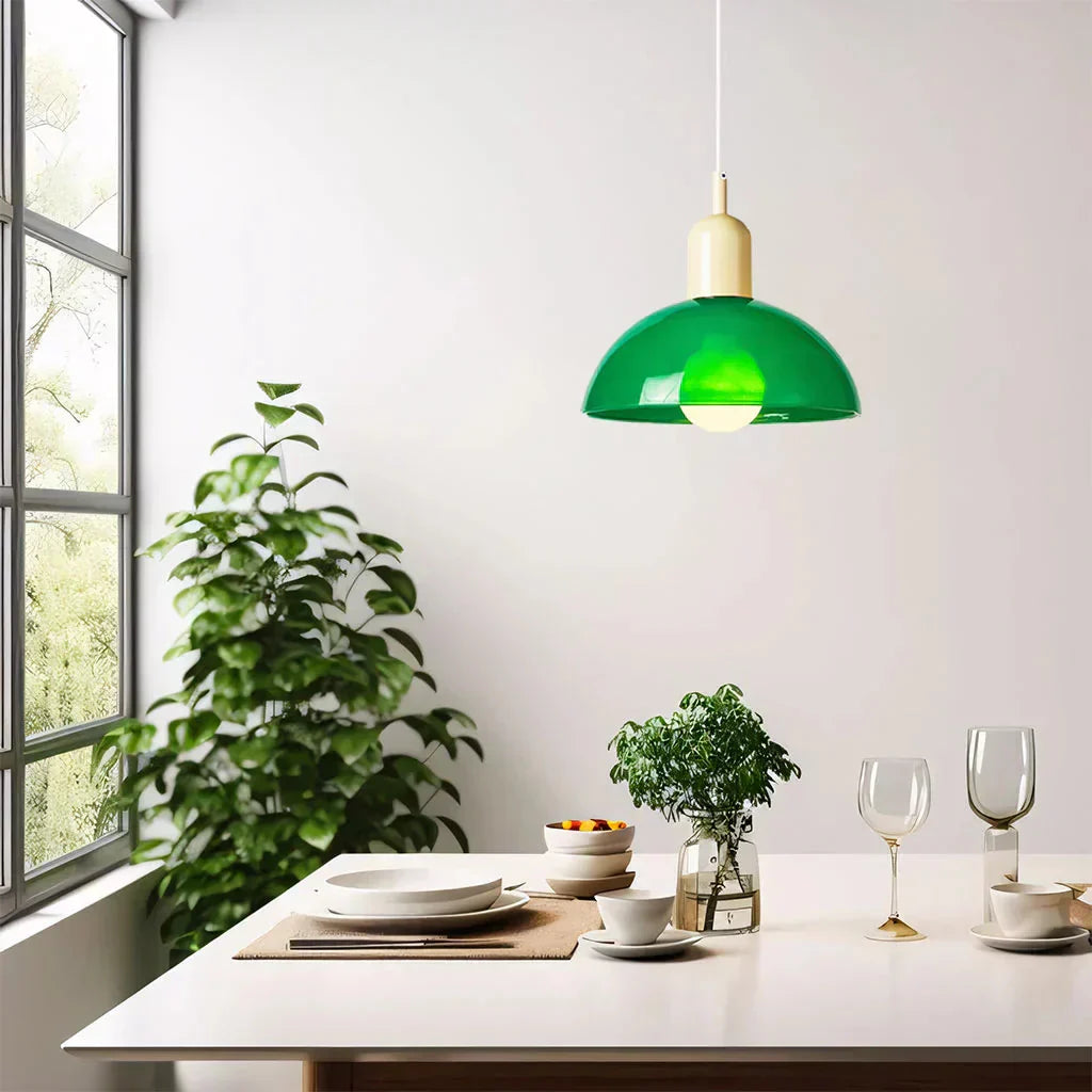 Auraviva: Lampada a sospensione LED colorata in vetro a forma di ciotola – per ambienti moderni e classici