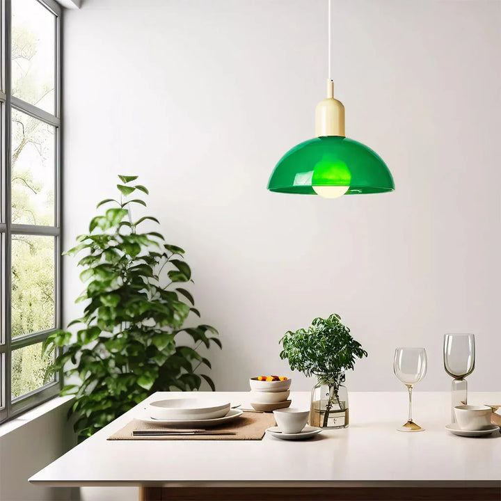 Auraviva: Lampada a sospensione LED colorata in vetro a forma di ciotola – per ambienti moderni e classici