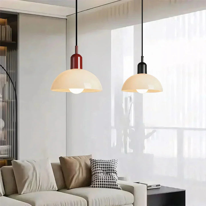 Auraviva: Lampada a sospensione LED colorata in vetro a forma di ciotola – per ambienti moderni e classici