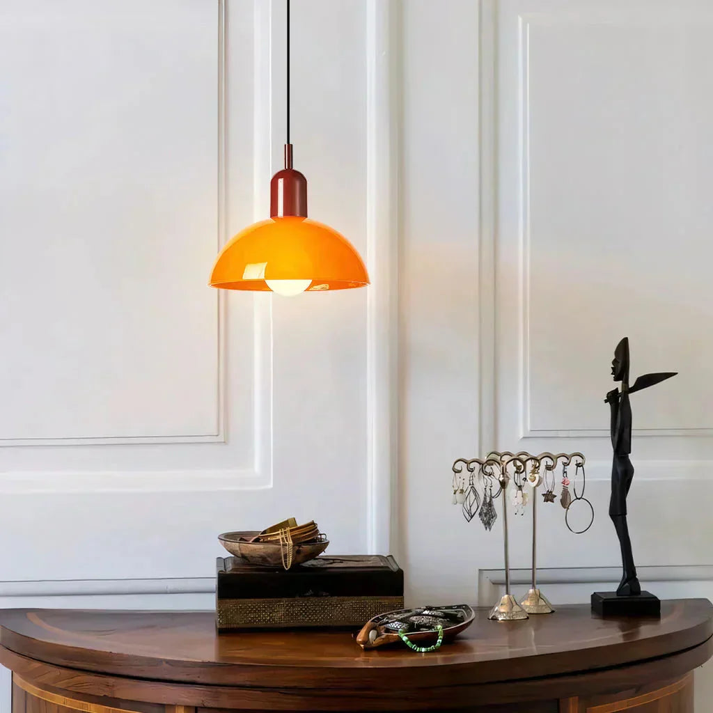 Auraviva: Lampada a sospensione LED colorata in vetro a forma di ciotola – per ambienti moderni e classici