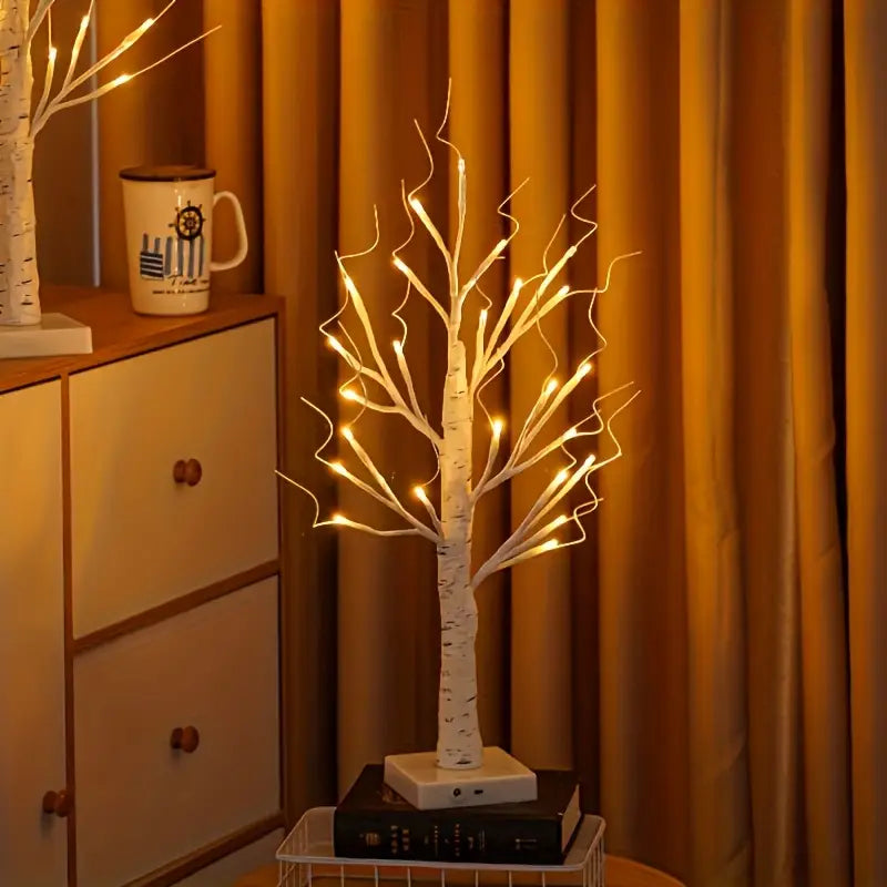 Aurelia Set di 2 Lanterne LED Albero di Betulla – Natale &amp; Decorazione