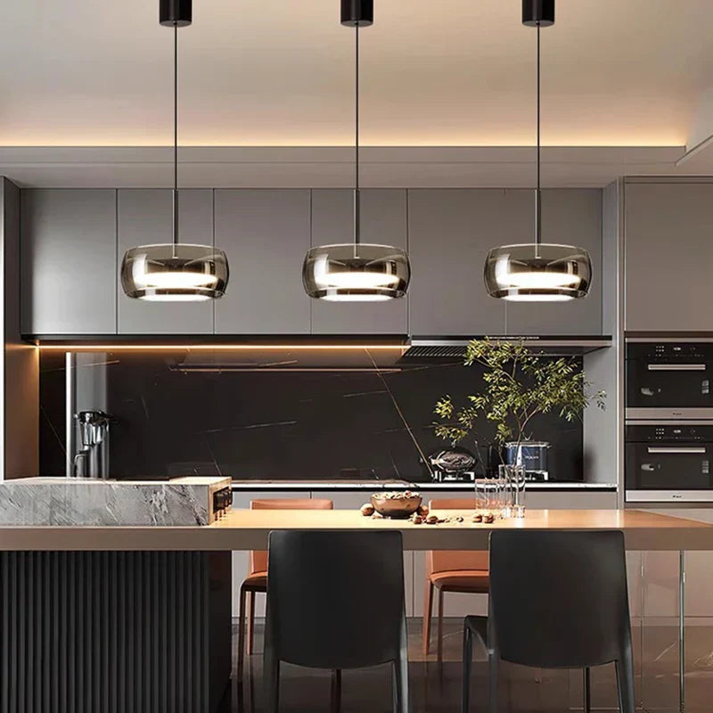 AureliaLinea: Moderna lampada a sospensione LED rotonda con dimmeraggio continuo e controllo della temperatura di colore – per soggiorno e cucina