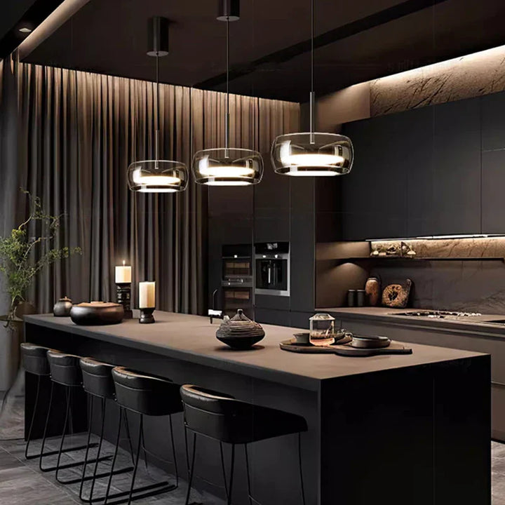 AureliaLinea: Moderna lampada a sospensione LED rotonda con dimmeraggio continuo e controllo della temperatura di colore – per soggiorno e cucina