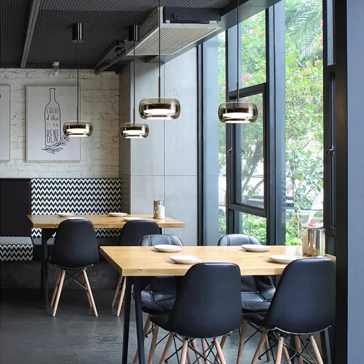 AureliaLinea: Moderna lampada a sospensione LED rotonda con dimmeraggio continuo e controllo della temperatura di colore – per soggiorno e cucina
