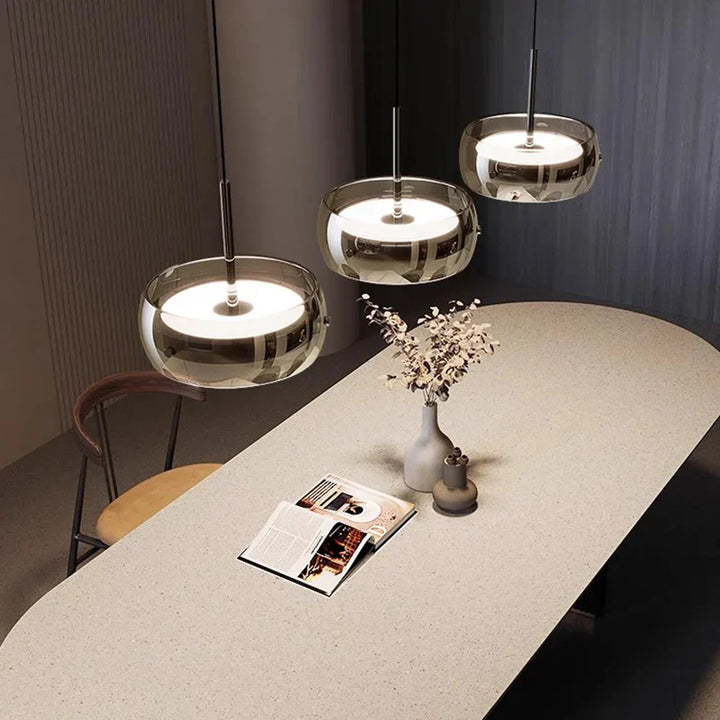 AureliaLinea: Moderna lampada a sospensione LED rotonda con dimmeraggio continuo e controllo della temperatura di colore – per soggiorno e cucina