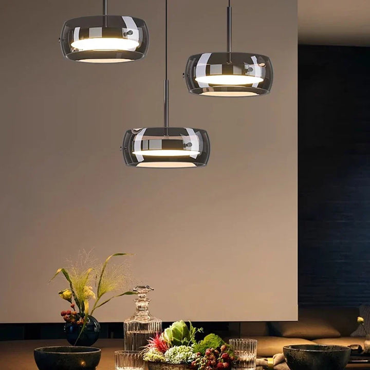 AureliaLinea: Moderna lampada a sospensione LED rotonda con dimmeraggio continuo e controllo della temperatura di colore – per soggiorno e cucina