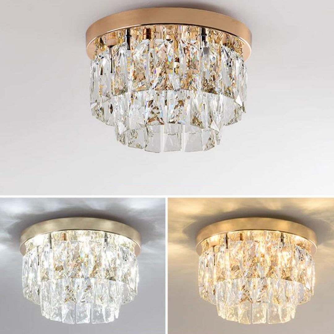 Aurestia: Lampada da soffitto LED di lusso in metallo e cristallo – per soggiorno e camera da letto