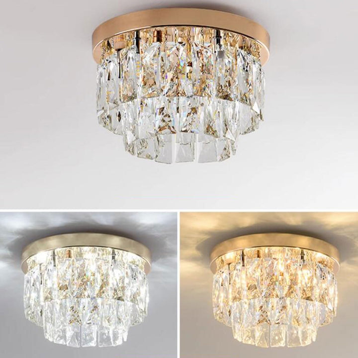 Aurestia: Lampada da soffitto LED di lusso in metallo e cristallo – per soggiorno e camera da letto